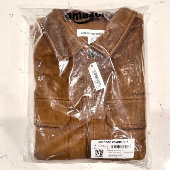 Amazon Essentials Brown Stretch Corduroy Pockets Jacket Unisex Men’s Size L NWT - Picture 9 of 11